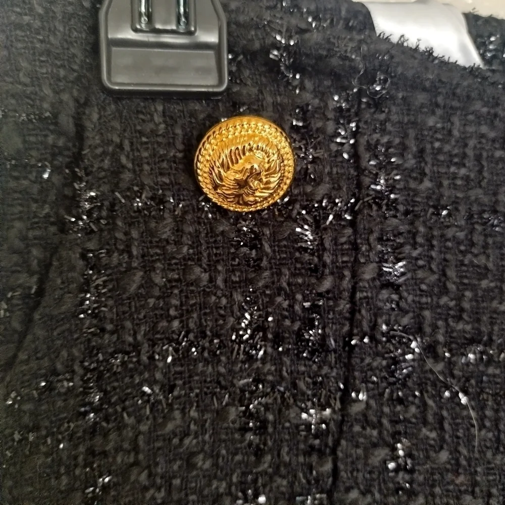 NWT wander doll sequin tweed black straight trousers sz 10